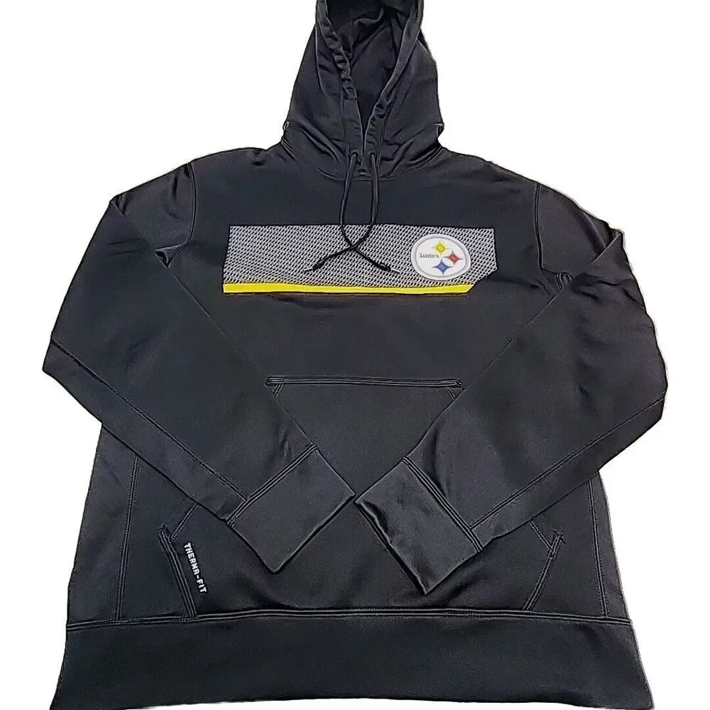 Nike Pittsburgh Steelers Hoodie Sweatshirt Men Medium Black Football NFL Therma
